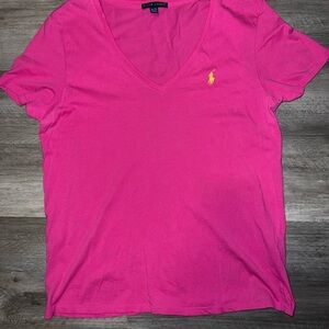 Ralph Lauren Bright Pink V-Neck Tee